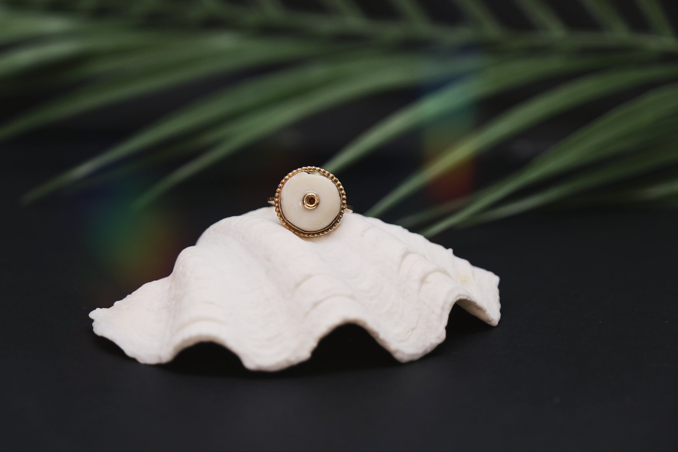 Puka Pimpin Ring Off White With Gold Center #2
